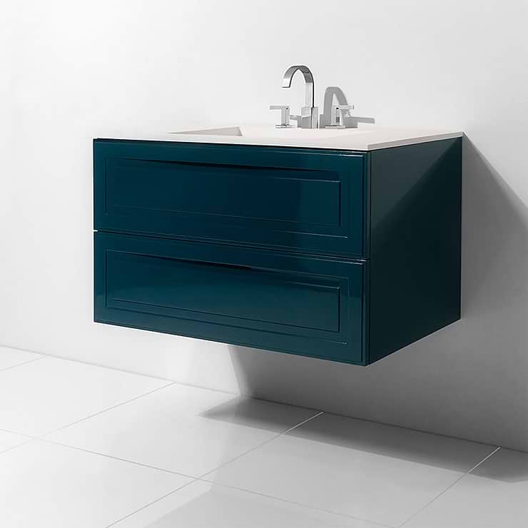 Alma Turchese Blue 36" Wall Mounted Vanity; in Style Ideas Modern, Traditional, Transitional