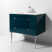 Alma Turchese Blue 36" Vanity with Chrome and Lucite Legs and Hardware