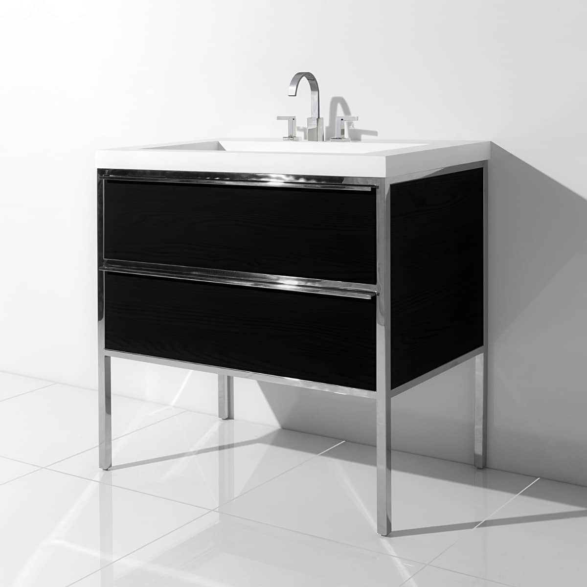 Element Black and Chrome 30" Single Vanity with Integrated Top