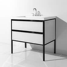 Element White and Black 36" Single Vanity with Integrated Top