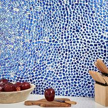 Komorebi Pebble Athens Blue Polished Glass Mosaic Tile