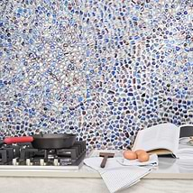 Komorebi Pebble Bayou Blue Polished Glass Mosaic Tile