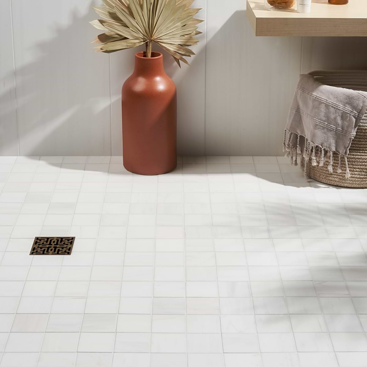 Bianco Dolomite Premium White 3x3 Honed Marble Mosaic