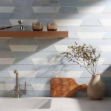 Margo Blue Gold 9"  Hexagon Marble and Brass Mosaic Tile