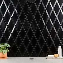 Basque Black Jade 6x12 Beveled Polished Marble Tile