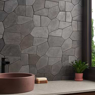 Nature Organica Java Dark Gray Honed Marble Mosaic Tile - Sample