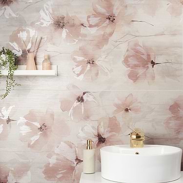 Monet Poetica Pink 24x48 Artisan Decor Matte Porcelain Tile