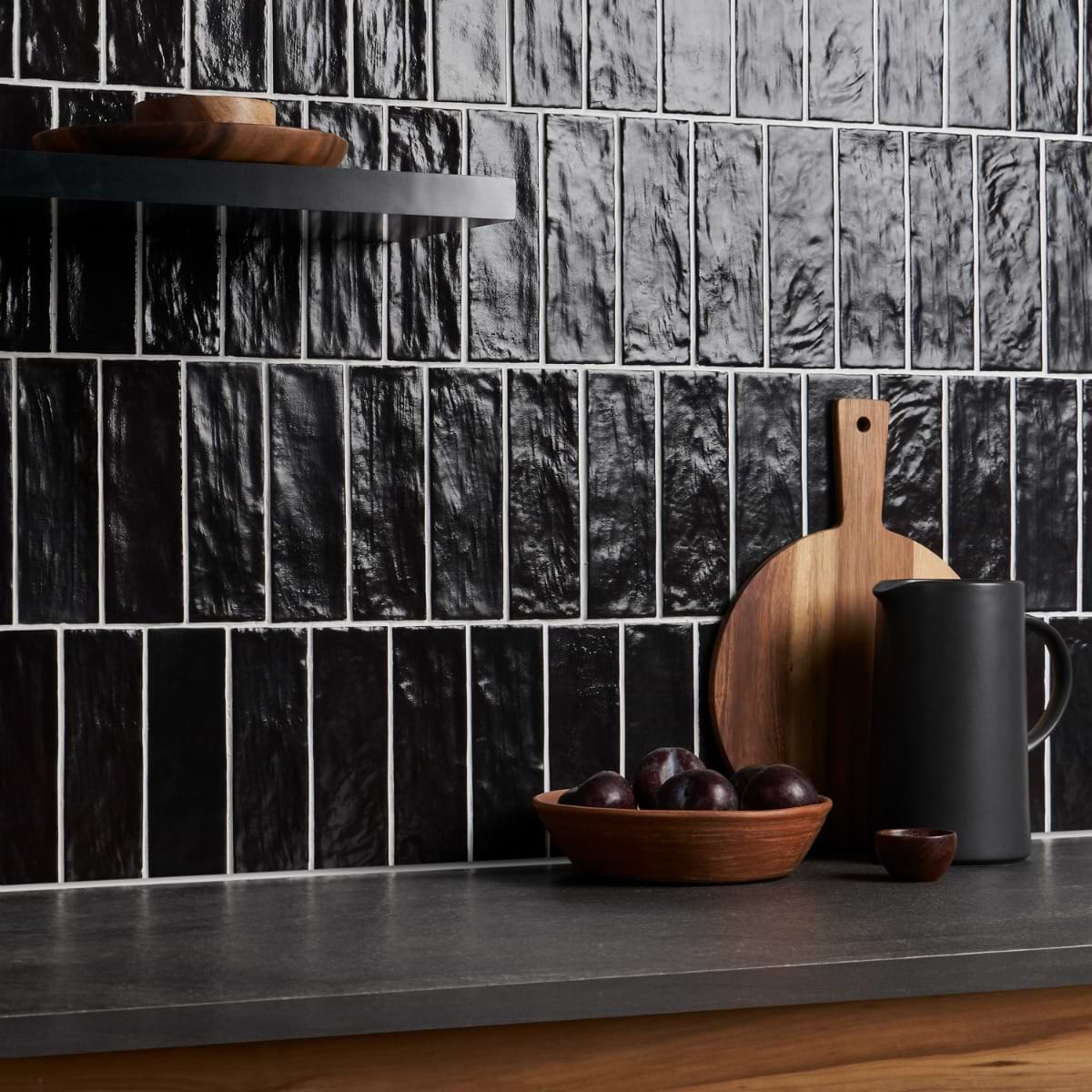 Montauk Jet Black 2x8 Mixed Finish Ceramic Subway Tile