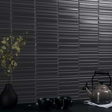 Sydney Charcoal Black 8x16 3D Mixed Finish Ceramic Tile