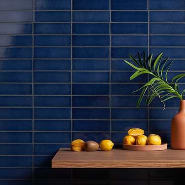 Color One Jean Blue 2x8 Glossy Lava Stone Subway Tile - Sample