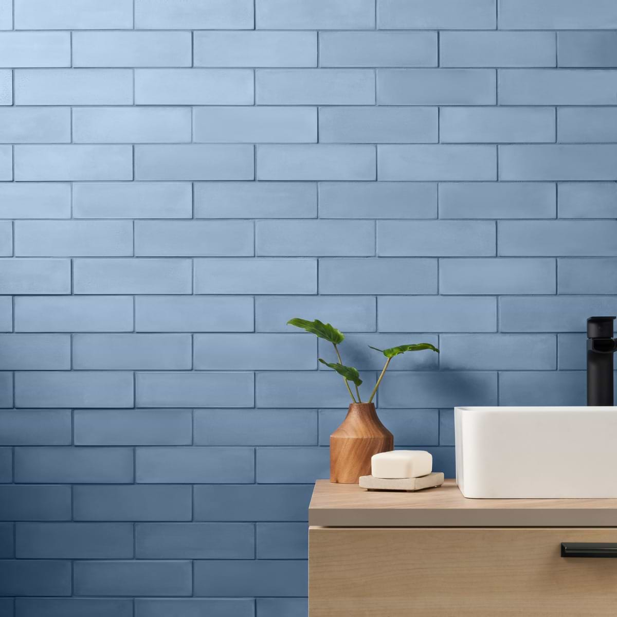 Color One Moon Blue 2x8 Matte Cement Subway Tile