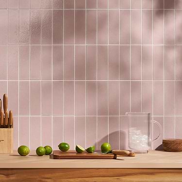Color One Blush Pink 2x8 Glossy Lava Stone Subway Tile