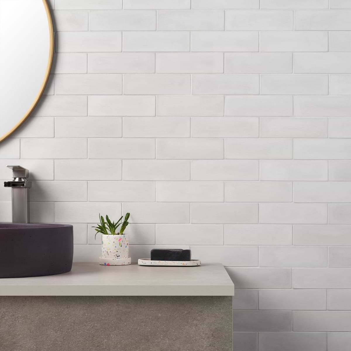 Color One Mist Gray 2x8 Matte Cement Subway Tile