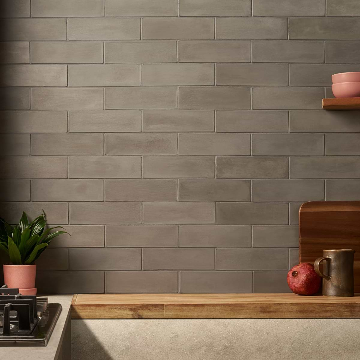 Color One Shadow Gray 2x8 Matte Cement Subway Tile