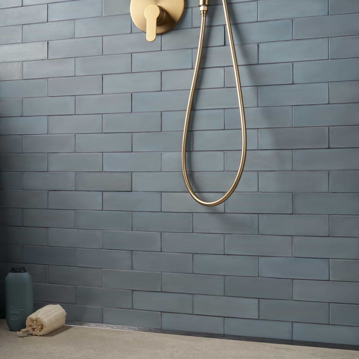 Color One Teal Blue 2x8 Matte Cement Subway Tile