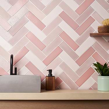 Color One Terra Blend Pink 2x8 Cement & Lava Stone Subway Tile - Sample
