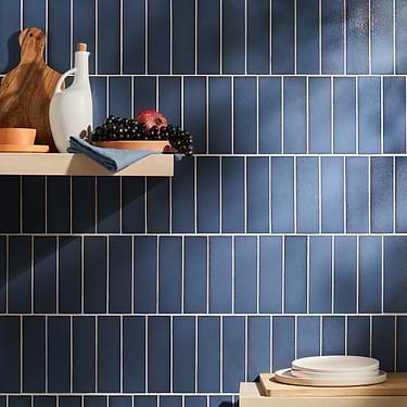 Color One Steel Blue 2x8 Glossy Lava Stone Subway Tile