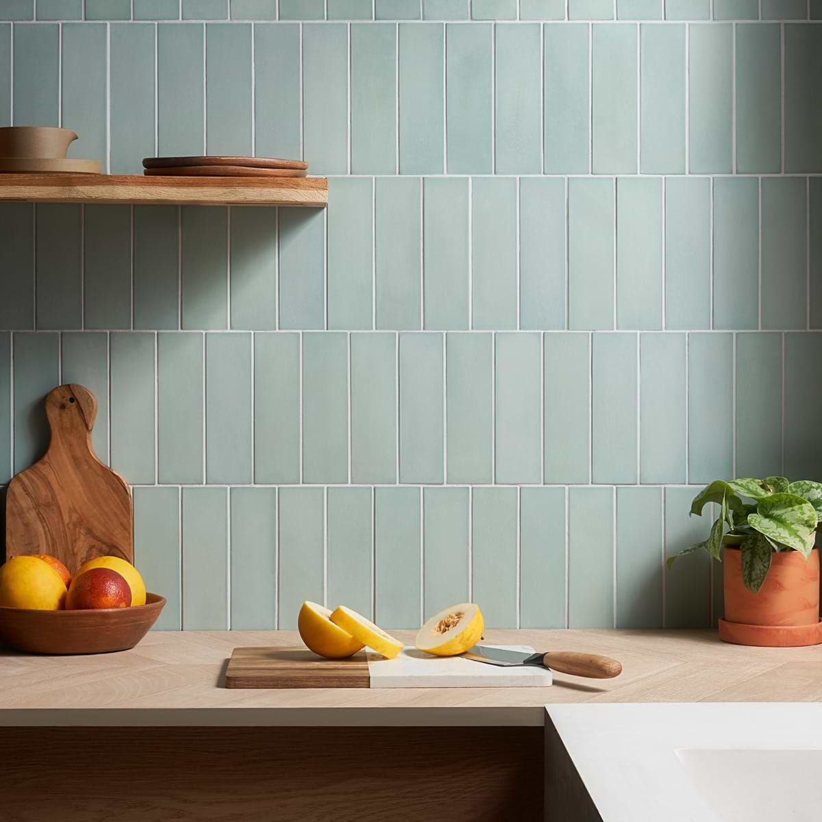 Color One Robin Egg Blue 2x8 Matte Cement Subway Tile