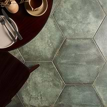 Angela Harris Flatiron Aquamarine 20" Large  Hexagon Matte Porcelain Tile