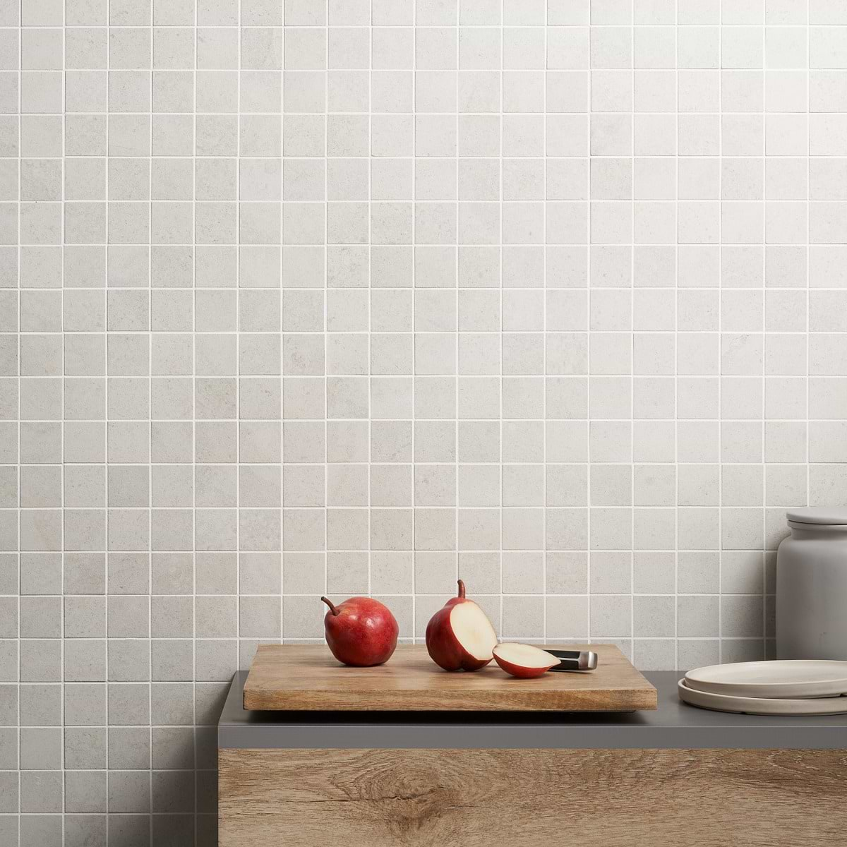 Shop New Rock Perla White 2x2 Limestone Look Matte Porcelain Mosaic ...