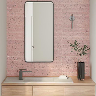 Mancala  Blush Pink 3x16 Matte Terrazzo Tile  - Sample