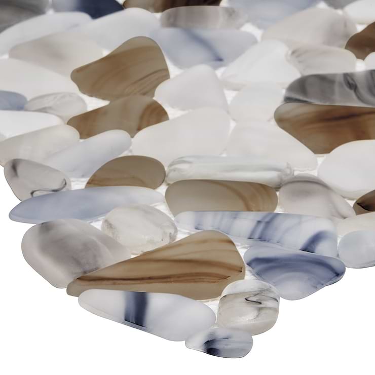 Riverglass Beige Frosted Glass Mosaic Tile