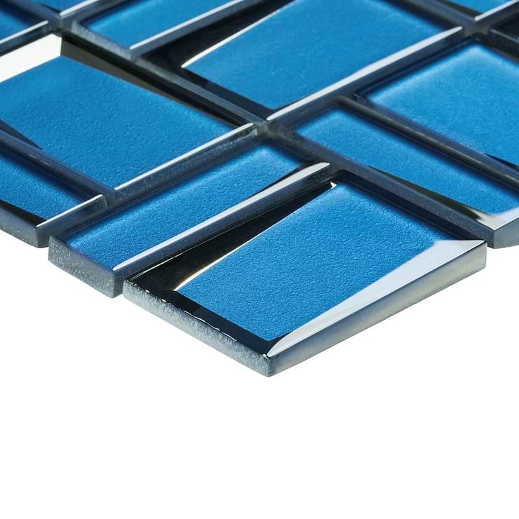 Rumi French Blue 2x3 Polished Mirrored Glass Mosaic Tile