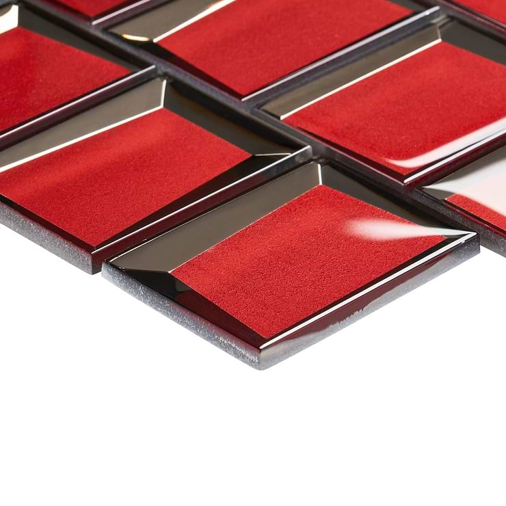 Rumi Glam Red 2x3 Polished Mirrored Glass Mosaic Tile