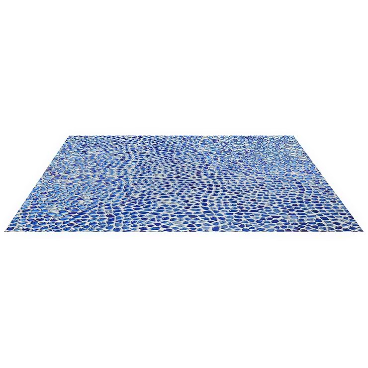 Komorebi Pebble Athens Blue Polished Glass Mosaic Tile