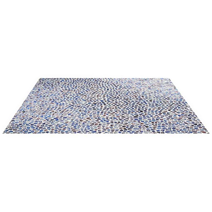 Komorebi Pebble Bayou Blue Polished Glass Mosaic Tile