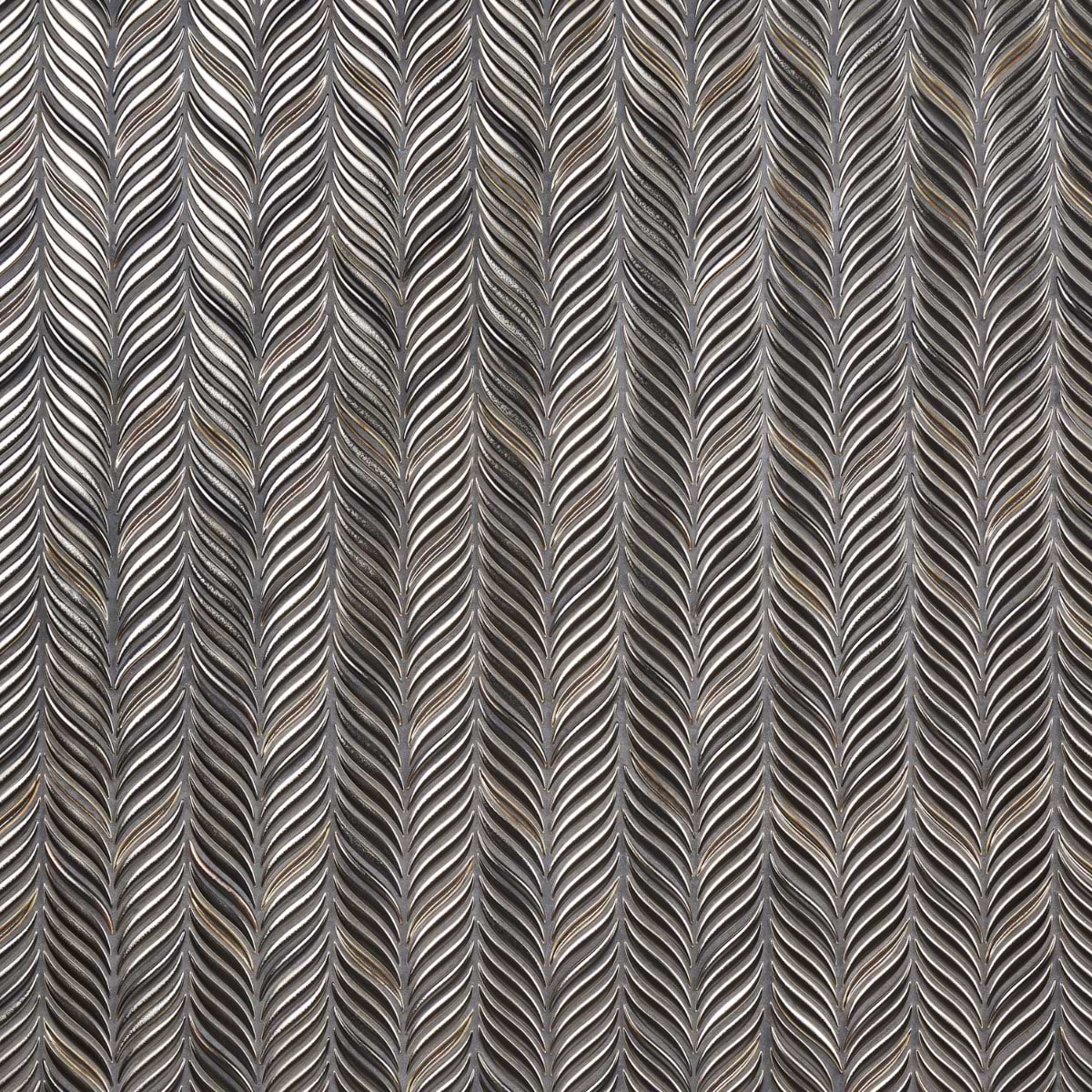 Nabi Alula Metallic Gunmetal Gray Chevron Matte Glass Mosaic Tile