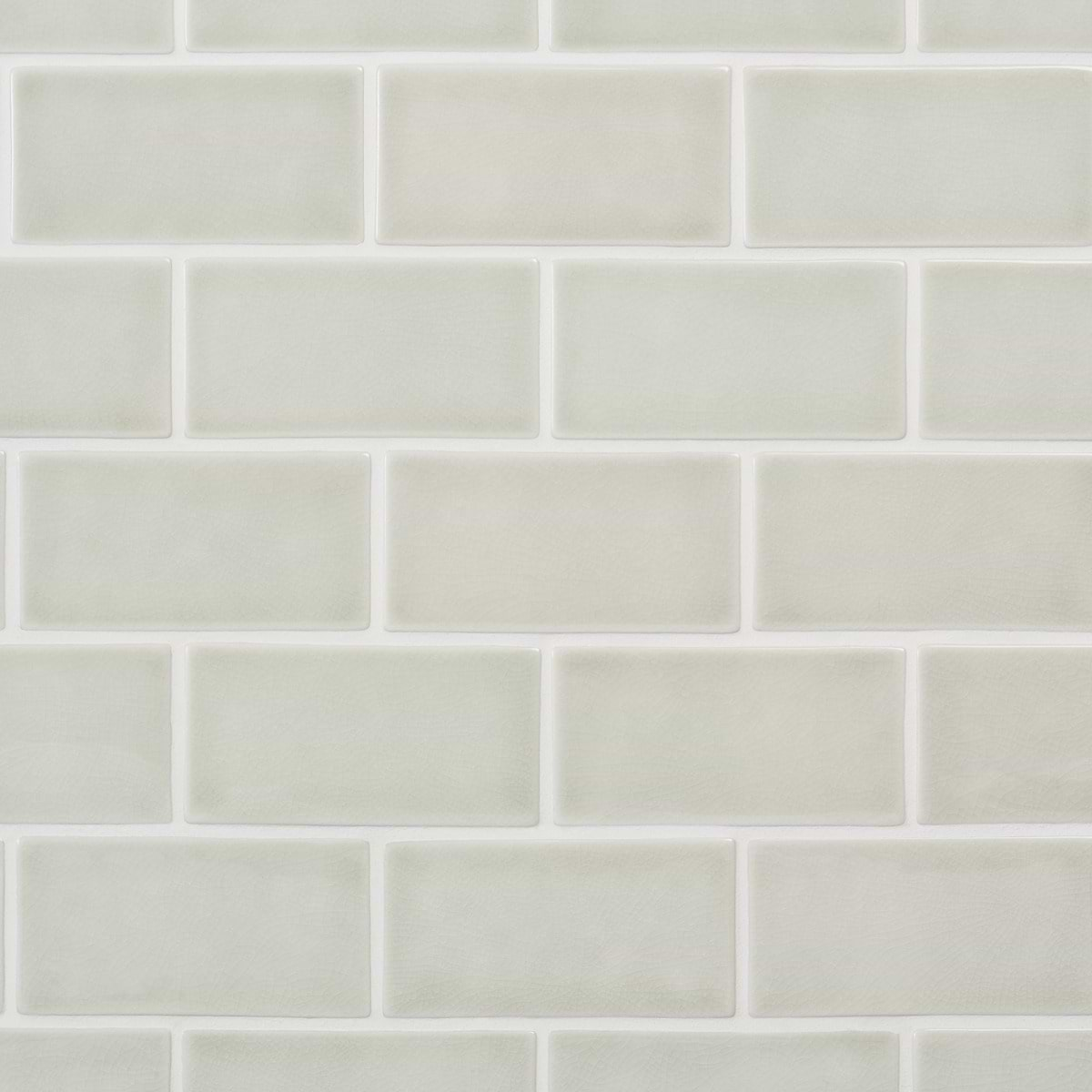 Nabi Subway Tundra Gray 3x6 Crackled Glossy Glass Tile