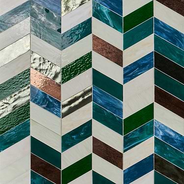 Meta Vermont Jade Green 2x5 Chevron Glossy Glass Mosaic by Elizabeth Sutton