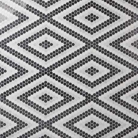 Juno Diamond Black and White 1" Hexagon Polished Marble Mosaic