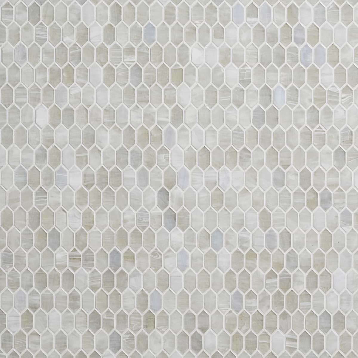 Flicker Iridescent Mist White 1/4" x 1" Polished Glass Mosaic Tile