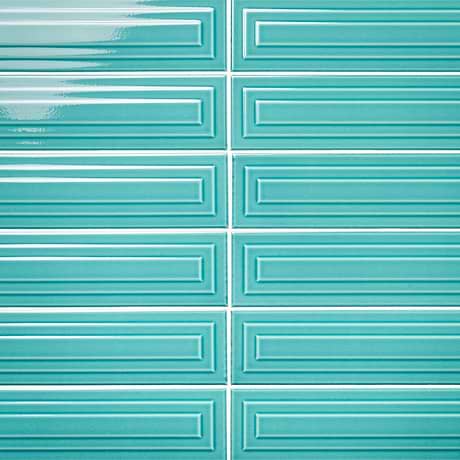 Colorplay Frame Teal Green 4.5x18 3D Crackled Glossy Ceramic Tile