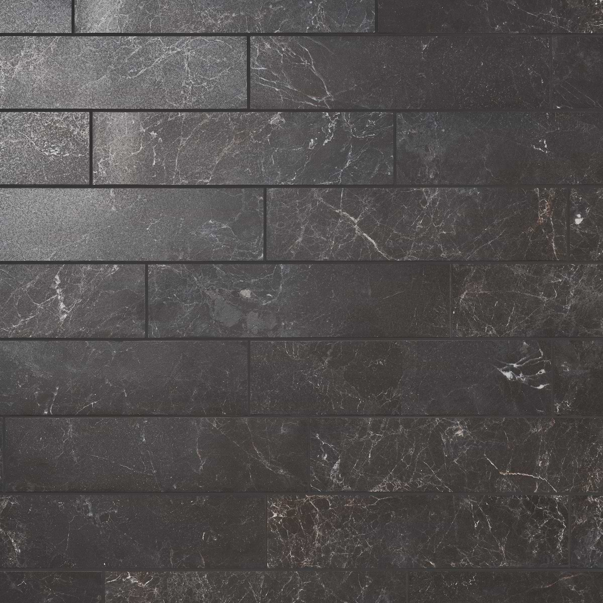 Marmo Perfetto Nero Black 4x16 Semi-Polished Porcelain Tile