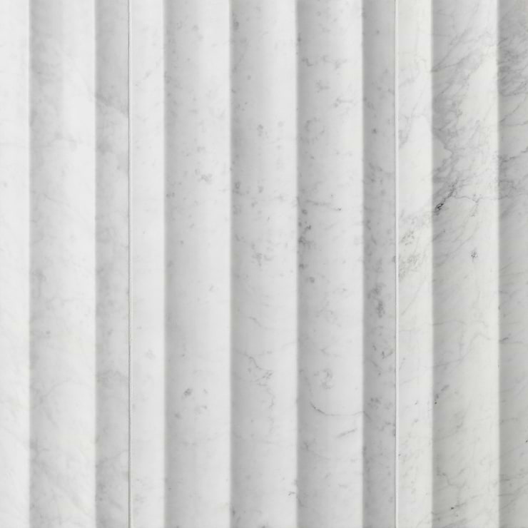 Stonework Fluted Carrara White 12x24 3D Honed Marble Tile