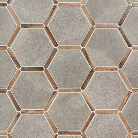 Sagon Cemento Gray 9" Hexagon Matte Porcelain Tile