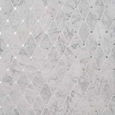 Reflection White Carrara 3x5 Diamond & Mirror Marble & Glass Mosaic - Sample