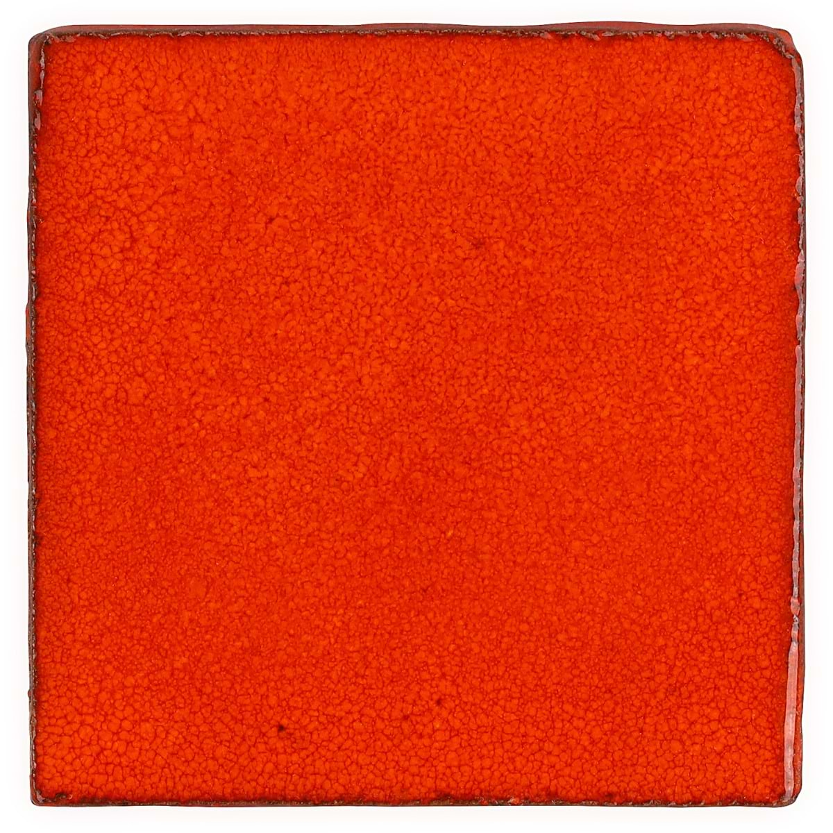 Emery Orange 4x4 Square Handmade Crackled Glossy Terracotta Tile