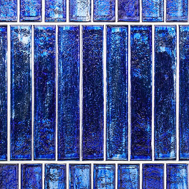 Komorebi Brick Athens Blue 2x12 Polished Glass Subway Tile - Sample