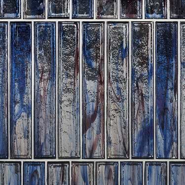Komorebi Brick Bayou Blue 2x12 Polished Glass Subway Tile