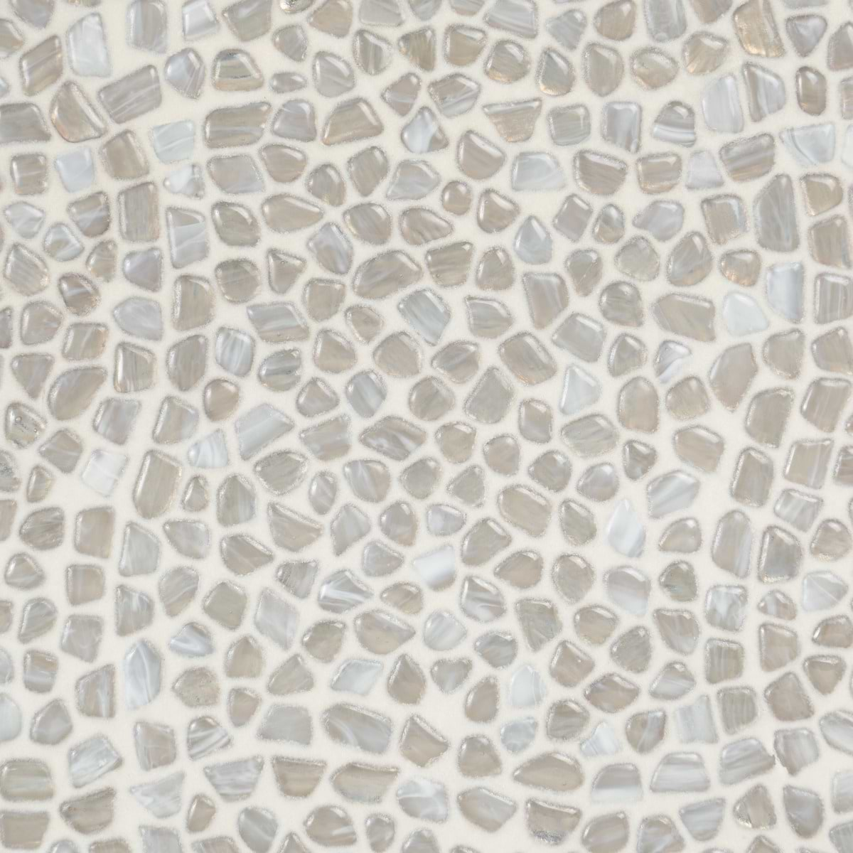 Komorebi Pebble Mineral Ice Gray Polished Glass Mosaic Tile