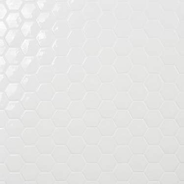 Nabi Glacier White 3" Hexagon Polished Glass Mosaic Tile - Sample