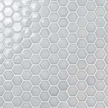 Nabi Arctic Blue 3" Hexagon Polished Glass Mosaic Tile - Sample