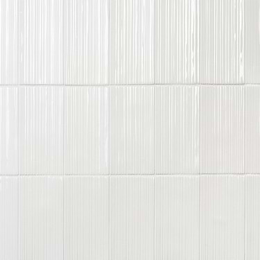 Nabi Glacier White 4.5x9 Fluted Ridged Polished Glass Tile - Sample