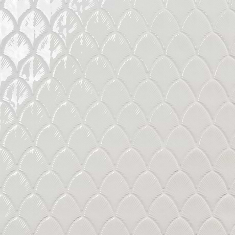 Nabi Glacier White 3x4" Fishscale Polished Glass Mosaic Tile