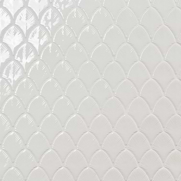 Nabi Glacier White 3x4" Fishscale Polished Glass Mosaic Tile - Sample