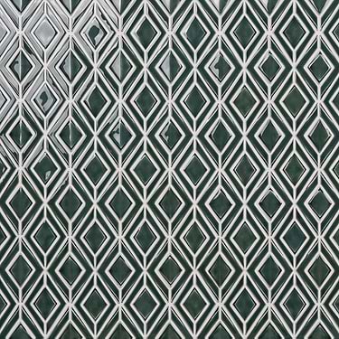 Nabi Jewel Deep Emerald Green 3D Glossy Crackled Glass Mosaic